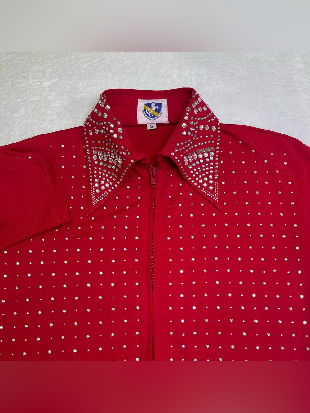 Royal Highness Equestrian Red Rhinestone Western Show Shirt Small Full Zip Up